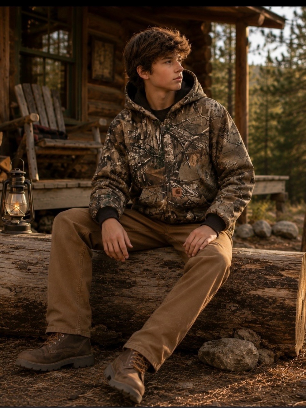 Carhartt Realtree Xtra Hooded Camo Canvas Jacket Quilted Youth M 10-12